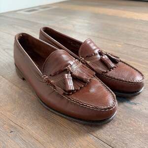 Vintage Dexter Men's 10 Brown Leather Kiltie Tassel Loafers Made in USA